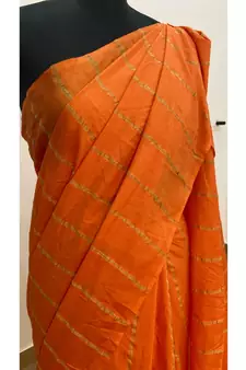 orange Poly Silk Handloom Saree