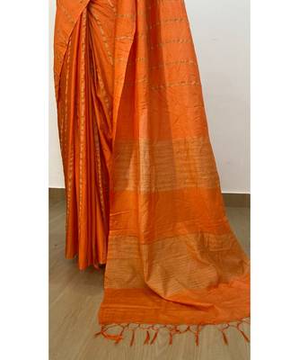 orange Poly Silk Handloom Saree 3