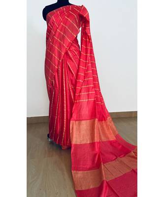 pink Poly Silk Handloom Saree 1