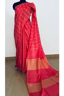 pink Poly Silk Handloom Saree