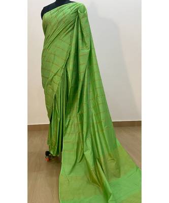 green Poly Silk Handloom Saree 1