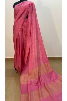 pink Poly Silk Handloom Saree
