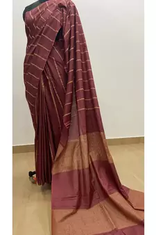 brown Poly Silk Handloom Saree