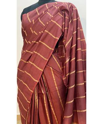 brown Poly Silk Handloom Saree 2
