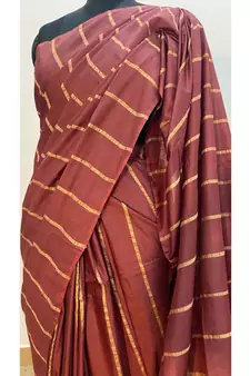 brown Poly Silk Handloom Saree