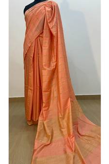 cream Poly Silk Handloom Saree