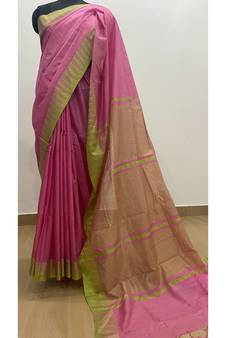 pink Poly Silk Handloom Saree