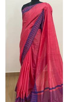 pink Poly Silk Handloom Saree