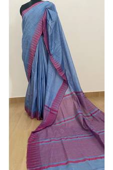 purple Poly Silk Handloom Saree