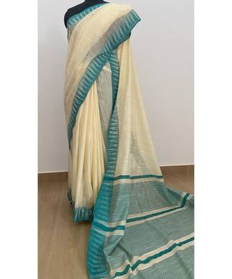 white Poly Silk Handloom Saree 1