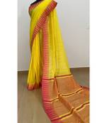 yellow Poly Silk Handloom Saree