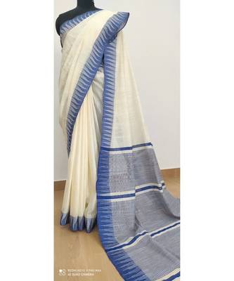white Poly Silk Handloom Saree 1
