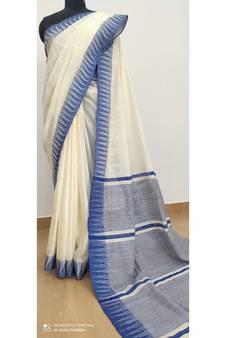white Poly Silk Handloom Saree