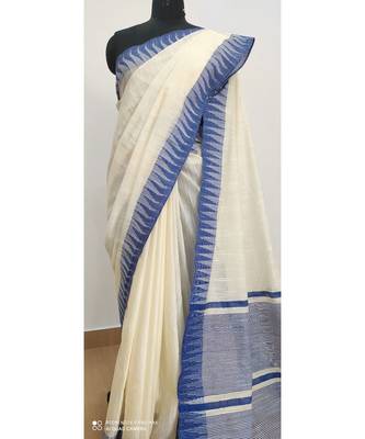white Poly Silk Handloom Saree 3
