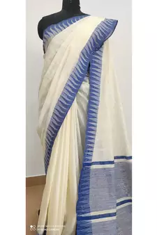 white Poly Silk Handloom Saree
