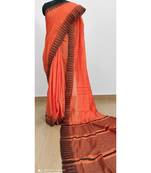 orange Poly Silk Handloom Saree