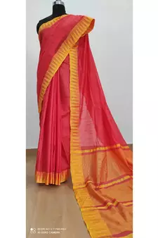 pink Poly Silk Handloom Saree