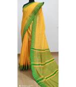 yellow Poly Silk Handloom Saree