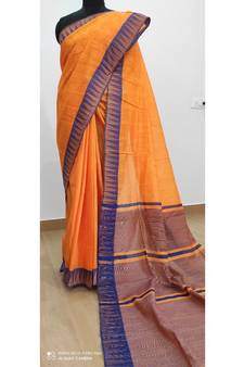 orange Poly Silk Handloom Saree