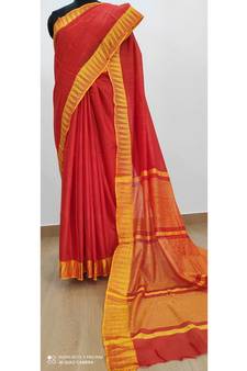 red Poly Silk Handloom Saree