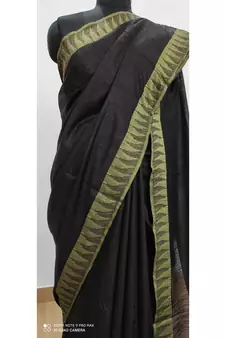 black Poly Silk Handloom Saree