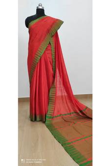 red Poly Silk Handloom Saree