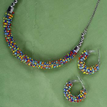 Alloy Multi Color Choker Traditional Antique Necklaces Set 1