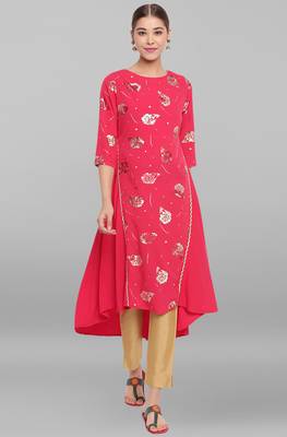 Pink printed crepe ethnic-kurtis 1
