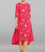 Pink printed crepe ethnic-kurtis