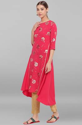 Pink printed crepe ethnic-kurtis 2