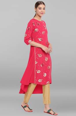 Pink printed crepe ethnic-kurtis 3