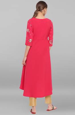 Pink printed crepe ethnic-kurtis 4