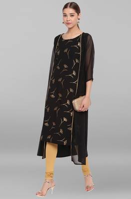 Black printed crepe ethnic-kurtis 1