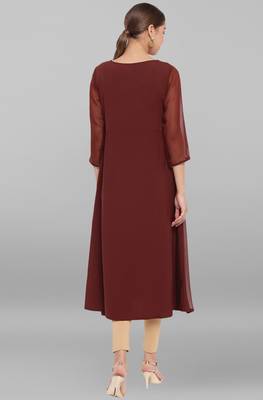Janasya Brown printed crepe ethnic kurtis 4