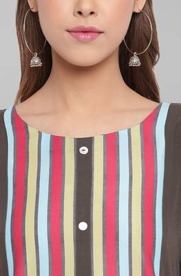 Olive printed crepe ethnic-kurtis 5