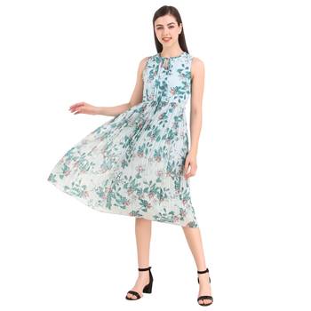 Sky-blue printed georgette short-dresses 1