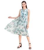 Sky-blue printed georgette short-dresses