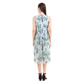 Sky-blue printed georgette short-dresses 2