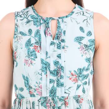 Sky-blue printed georgette short-dresses 3