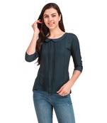 Turquoise plain viscose rayon party-tops