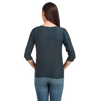 Turquoise plain viscose rayon party-tops 2