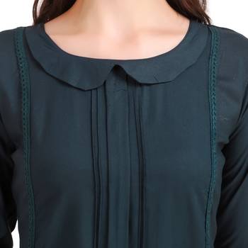 Turquoise plain viscose rayon party-tops 3