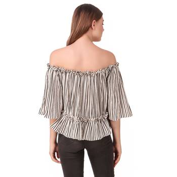 Beige printed crepe party-tops 2