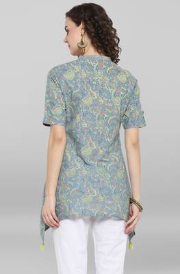 Janasya Grey printed cotton tunics 2