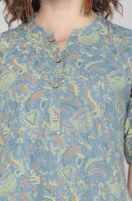 Janasya Grey printed cotton tunics 4