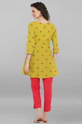 Janasya Lime woven cotton tunics 3
