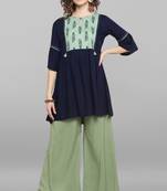 Janasya Blue printed viscose rayon tunics