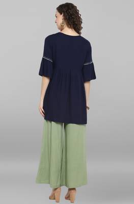 Janasya Blue printed viscose rayon tunics 3