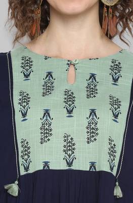Janasya Blue printed viscose rayon tunics 4
