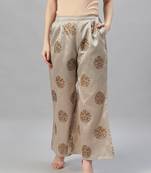 Grey printed polyester palazzo-pants